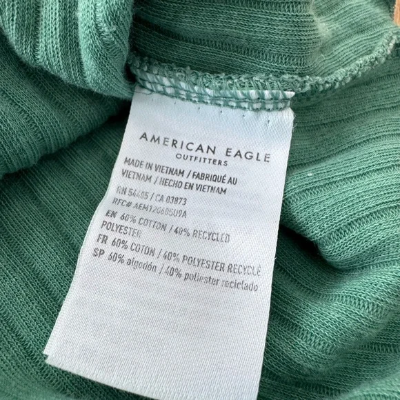 American Eagle Outfitters Teal Ribbed Crop Top Small - Picture 4 of 6